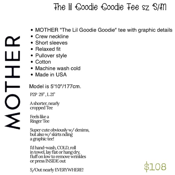 NWT MOTHER “Lol Goodie Goodie Tee”  BE THAT COOL ✔️🪐 - Picture 9 of 12